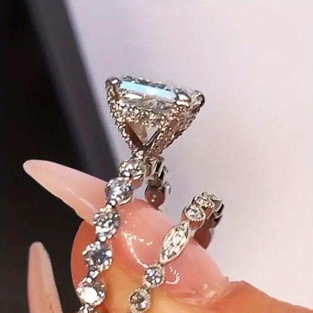 ✨️Delicate 2pcs/set Rings Square Cut Shiny Zircon Rings - Picture 2 of 4